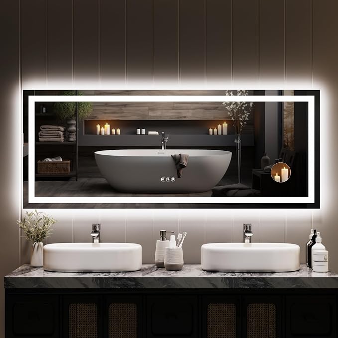 LED Bathroom Mirror 60 x 24 inch, Lighted Bathroom Vanity Mirror