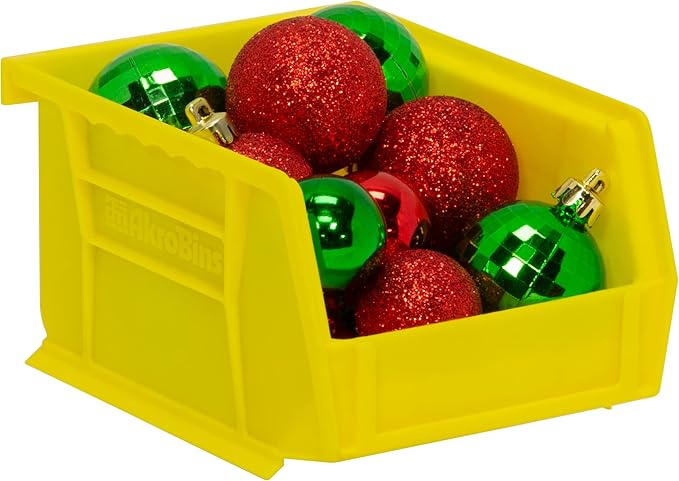 Akro-Mils Storage Bins 30210, Plastic | Stackable | Hanging Design | 5" x 4" x 3" | Yellow | Pack of 24