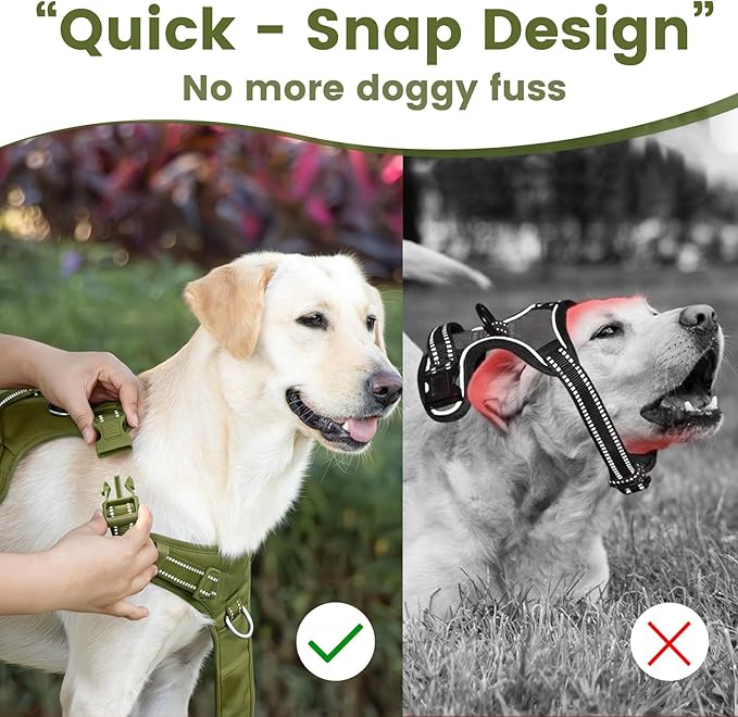 No Pull Dog Harness, Reflective Puppy Vest for Small Medium Large Sized Dog (Misty Green,S)