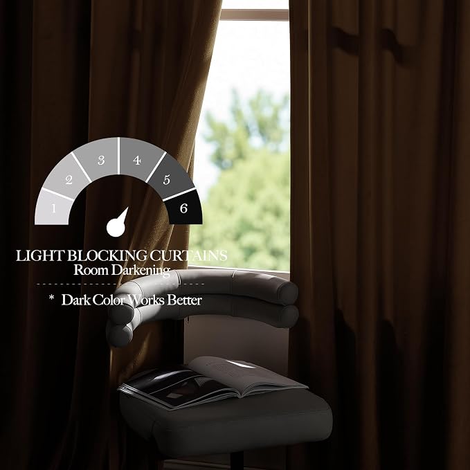 NICETOWN Gold Brown Velvet Curtains