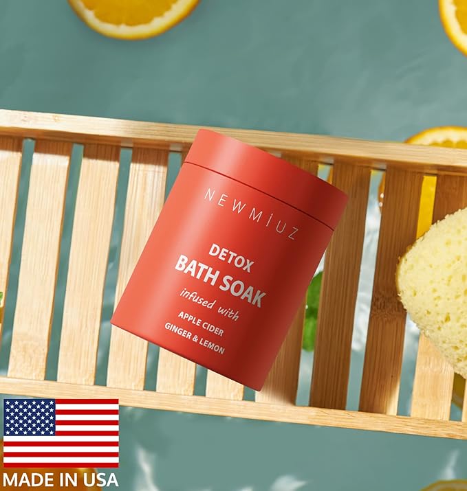 Luxury Bath Salts with Apple Cider Ginger Lemon Essential Oils for Healthy Skin Detox Foot Soak Body Care Muscle Recovery Aromatherapy Selfcare Gift