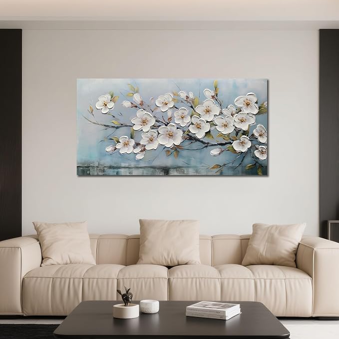 Anolyfi White Textured Flowers Wall Art