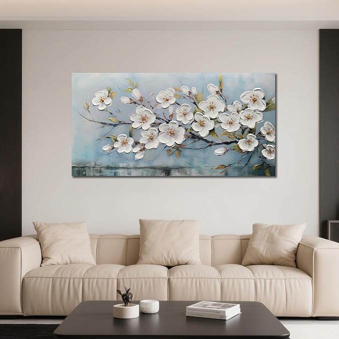 Anolyfi White Textured Flowers Wall Art