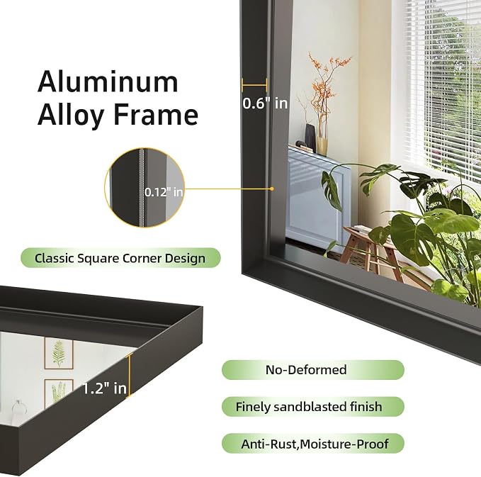 40x30 Inch Black Bathroom Mirrors