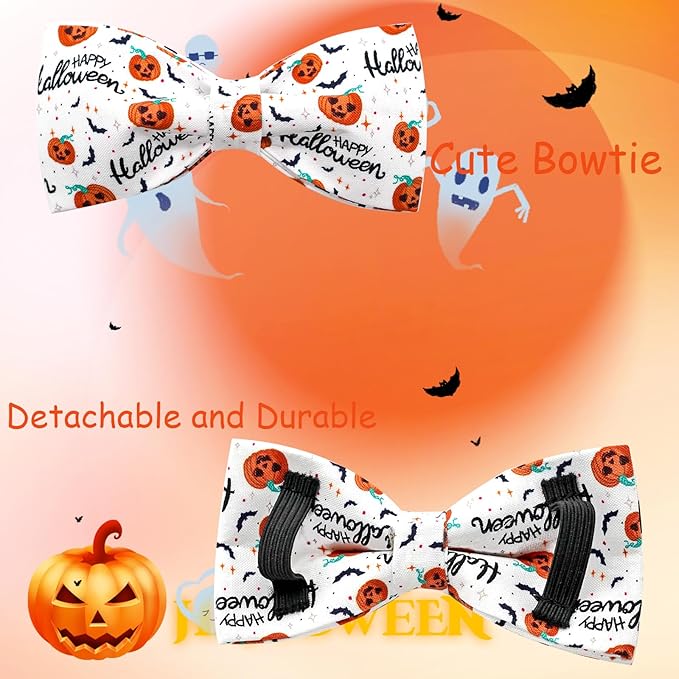 Halloween Dog Collar, Pet Collar Bow Pumpkin Pet Collar Girl Boy Holiday Collars Gift Bow Cute Soft Puppy Collars for Large Dogs