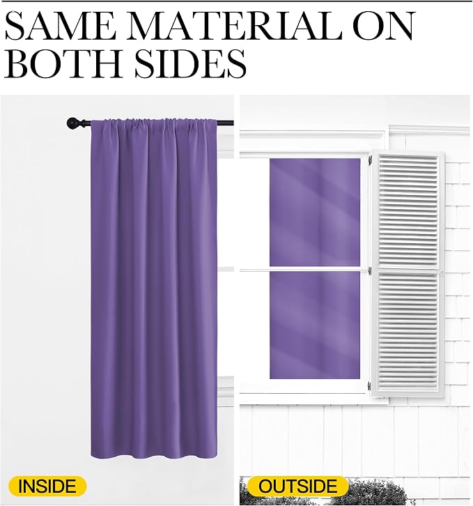 NICETOWN Living Room Curtains, Lilac Purple, 1 Pair, 70 x 84-inch, Home