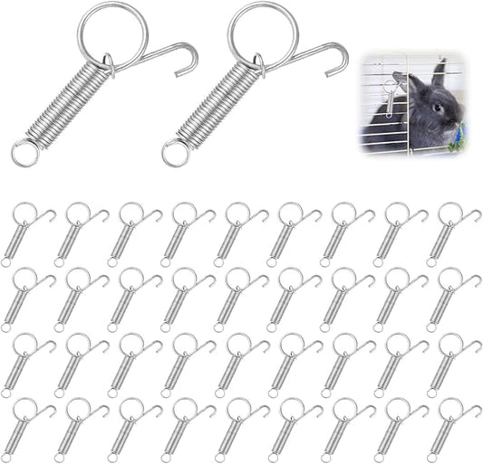 40 PCS Spring Latch for Cages, Spring Door Latch for Rabbit, Wire Cage Clips Cat Small Hook, Rabbit Wire Clips, Dog Crate Lock, Pet Dog Cat Birds Parrot Squirrel Hook