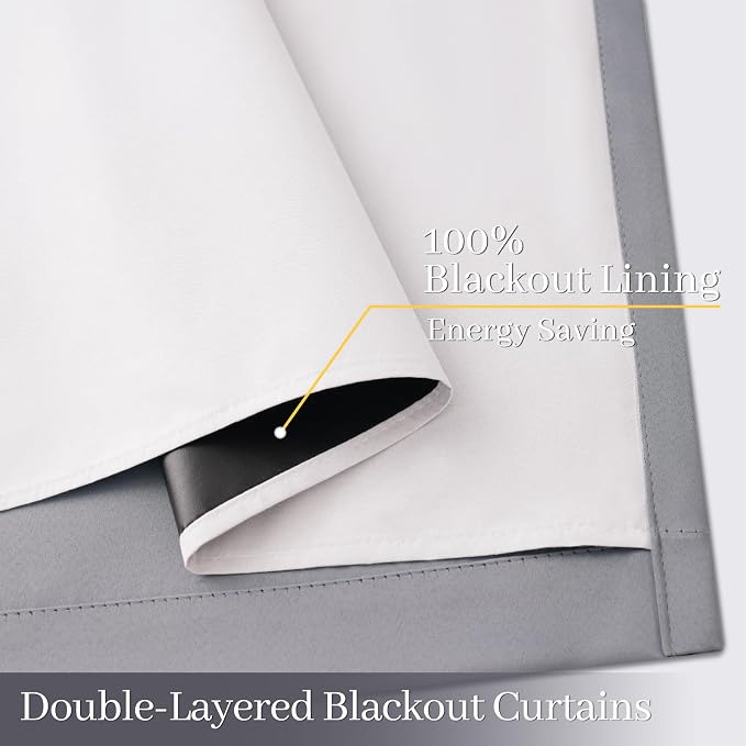 Yakamok 100% Blackout Curtain Panels 84 inches Cold and Light Blocking Drapes