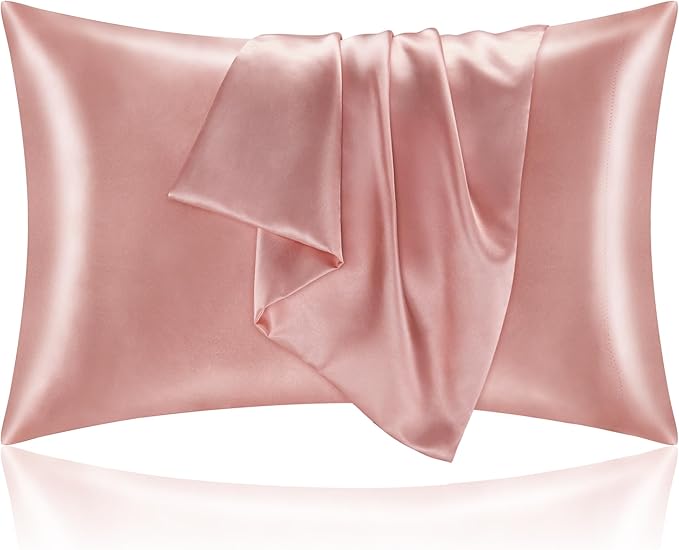 BEDELITE Satin Pillowcase for Hair and Skin, Super Soft and Cooling Similar to Silk Pillow Cases 2 Pack with Envelope Closure, Gift for Women Men(20"x36" King Size, Rose Pink)
