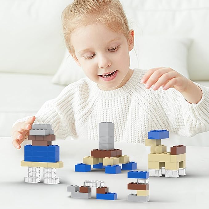 300 Pcs Classic Building Bricks, Apricot Yellow Bulk Bricks,Compatible with and Major Brands Parts and Pieces, Creative Building Block Toys for Boys Girls Ages 6 7 8 9 10 Year Old