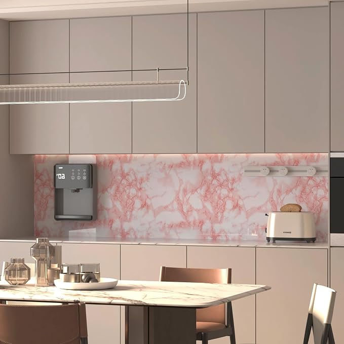 BAYYA Marble Paper Granite Pink/White Roll Peel and Stick Wallpaper