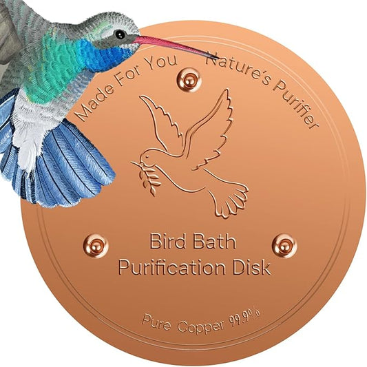 Bird Bath Copper Disc- Reinforced 99.99% Pure Copper Bird Bath Purification Basin with Three-Point Support Providing Physically Safe Clean Water Suitable for Outdoor Bird Baths