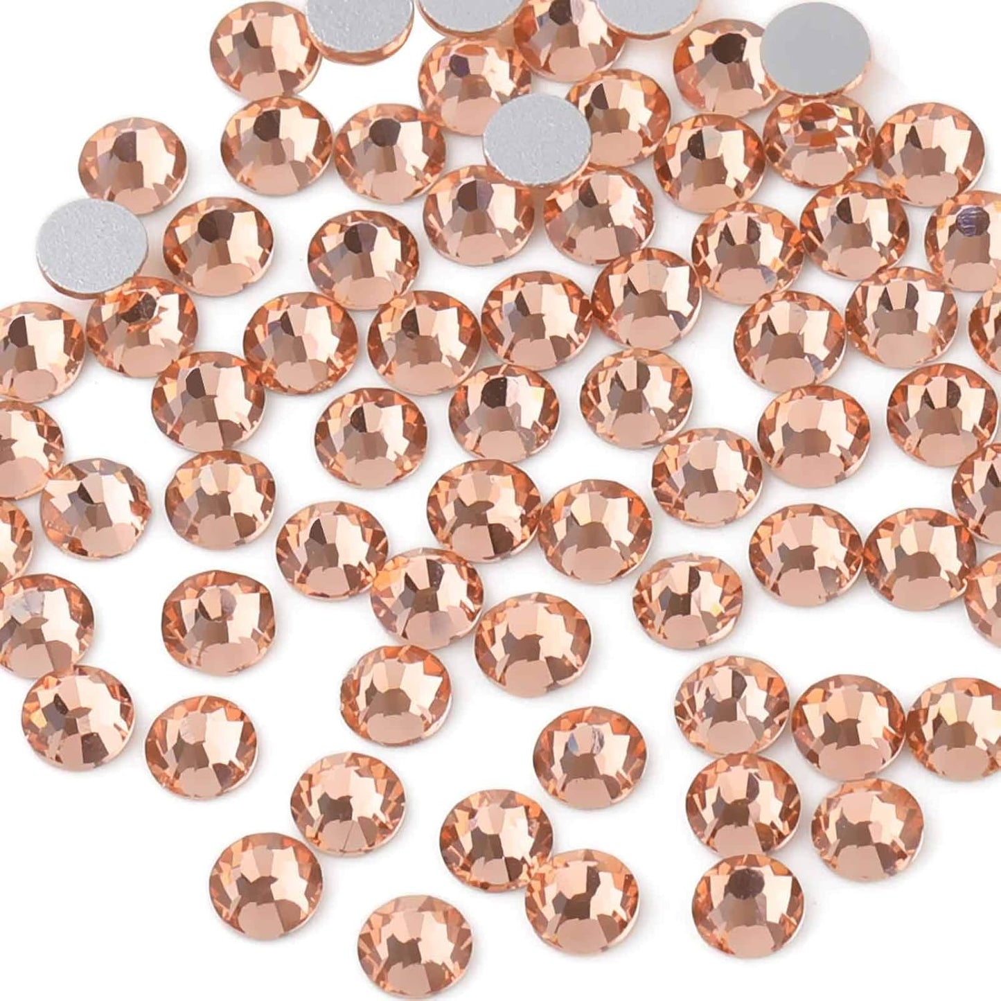 beadsland 144pcs Flat Back Crystal Rhinestones Round Gems for Nail Art and Craft Glue Fix, Champagne, 10mm, SS50/144pcs