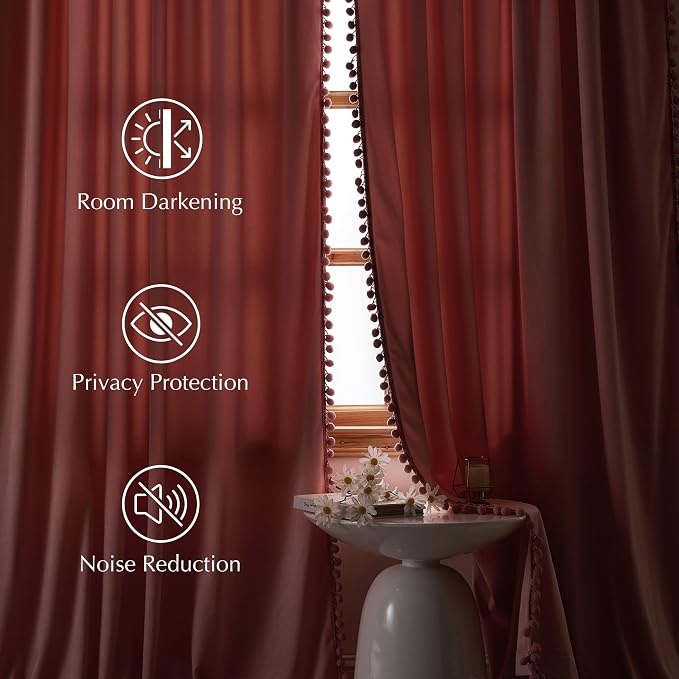 NICETOWN Blush Pink Velvet Curtains 96" Long