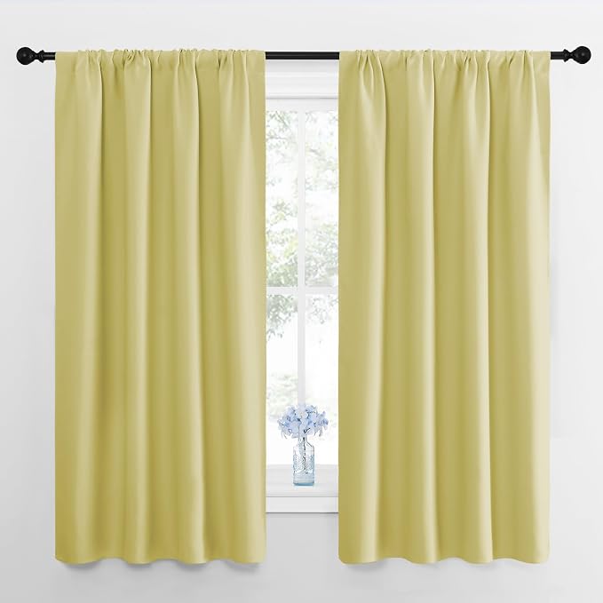 NICETOWN Kitchen Curtains, Short Blackout Curtains & Drapes, Paler Yellow