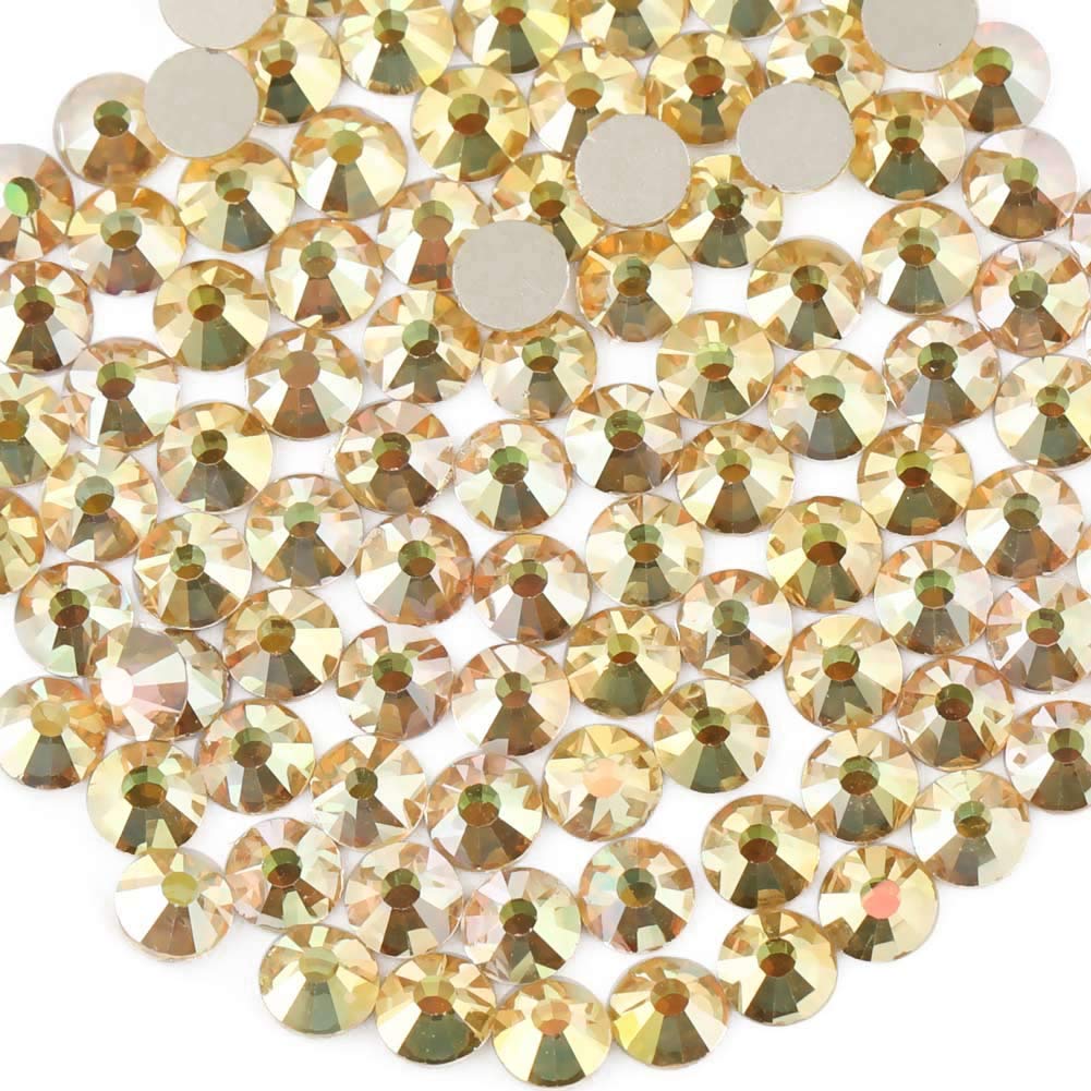 beadsland Flat Back Crystal Rhinestones Round Gems, Metal Sunlight (2.7-2.8mm) SS10/1440pcs