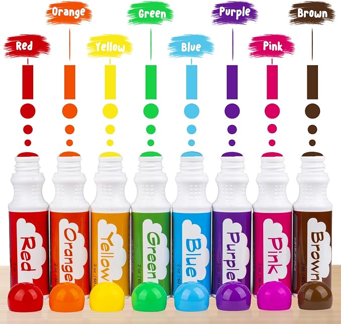 Soucolor 16-Pack Washable Dot Markers for Kids & Toddlers,8 Vibrant Colors | Bingo Daubers,Preschool Arts & Crafts, Classroom Supplies, Paint Dabbers for Creative Fun,Painting Supplies Drawing Non-Toxic