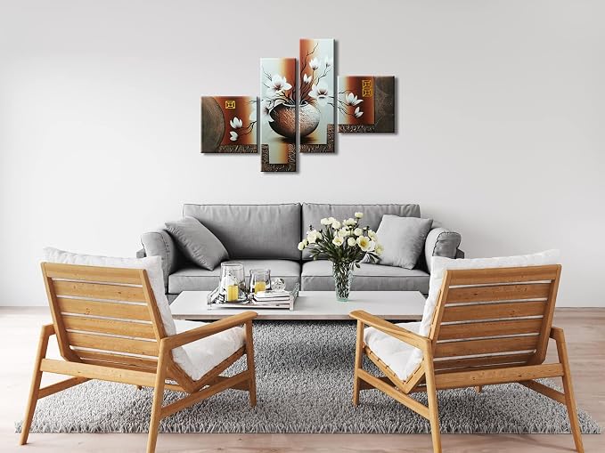 Wieco Art -Stretched and Framed 100% Hand-painted Modern Canvas Wall Art