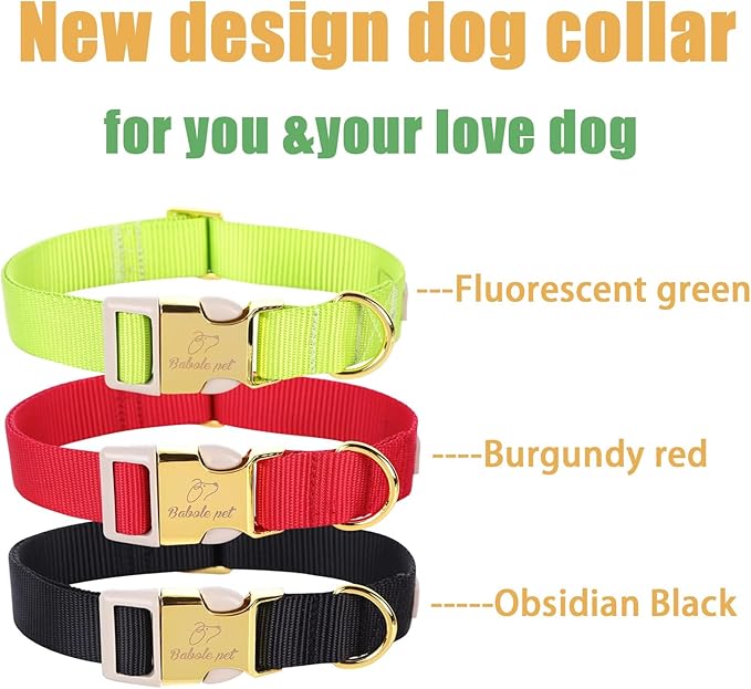 Nylon Dog Collar - Adjustable Burgundy Red Soft Webbing Dog Collars for Small Medium Large Dogs Boy Girl Puppy Collar with Safety Metal Buckle S