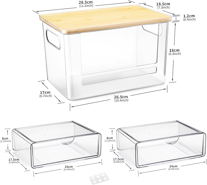 3Pcs Extra Large Laundry Room Organization and Storage, Stackable Storage Drawers, Trash Bag Holder Under Sink, Garbage Bag Dispenser Roll Holder for Vanity, Bathroom,Cabinet,Desk Organization