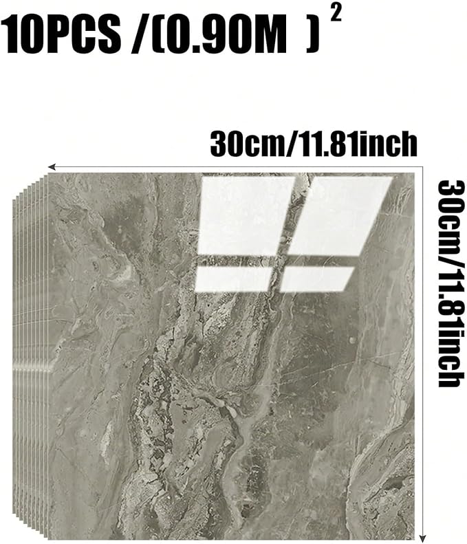 Chejiaye 10pcs Marble Peel and Stick Backsplash Waterproof Washroom Wall Panels