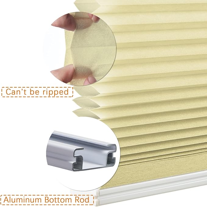 Persilux Light Filtering Cellular Shades Cordless Honeycomb Window Shades Bottom Up Dirt Proof Privacy Window Blinds for Windows, Bedroom and Living Room, Beige, 79" W x 80" H
