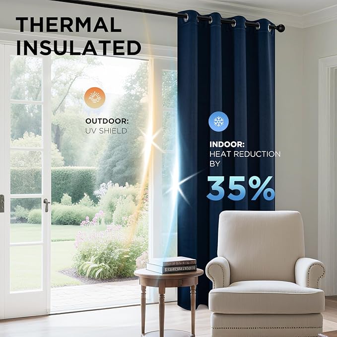 Joydeco Blackout Curtains 63 Inch Length 2 Panels Set, Thermal Insulated Long Drapes 2 Burg, Room Darkening Grommet Curtains for Living Room Bedroom Window