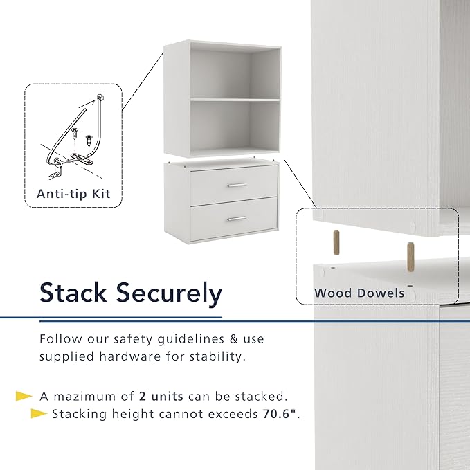 Homes: Inside + Out Apexa 4-Tier Cube Storage Organizer Shelves, Stackable Wood Bookcase Fits Cubby Bins for Organization, Dorm Teen Room Decor & Home Office, Steel Blue