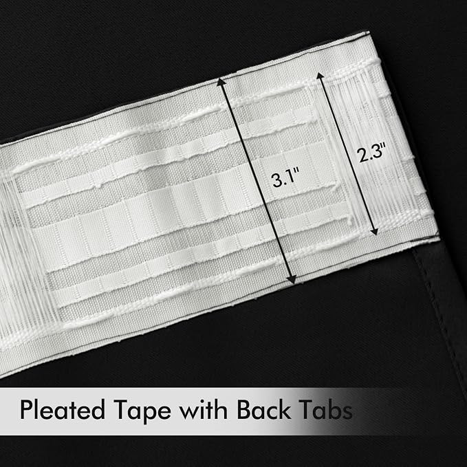 MIULEE Black Back Tab Blackout Curtains 98 Inch Length 2 Panels Set
