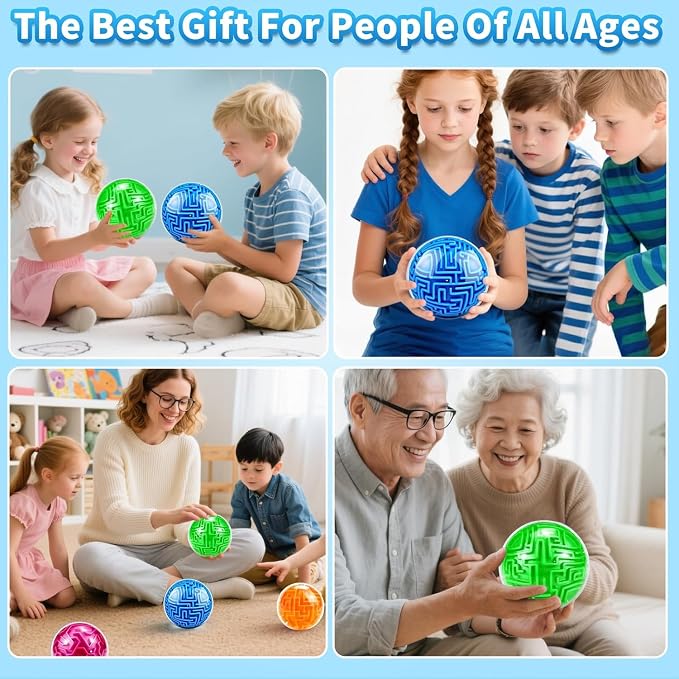 YongnKids 2 Pcs 3D Puzzle Maze Ball Brain Teaser for Kids Boys Girls | Gravity Puzzle Ball Educational Toys for Student Teens Adults, Travel, Classroom Prize,Family Party,Birthday Gift(blue,green)
