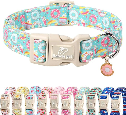 Adjustable Summer Dog Collar, Cute Mint Dessert Dog Collars for Large Dogs, Lightweight Quick-Release Buckle Collar for Boy&Girl Dogs L