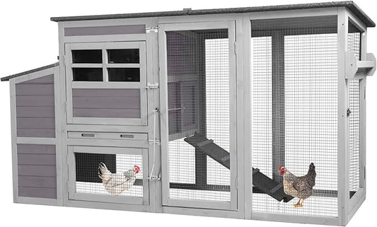 AIVITUVIN Chicken Coop for 4-6 Chickens with Wheels Chicken House with Large Run Portable Hen House Nesting Box, Metal Pull Out Tray