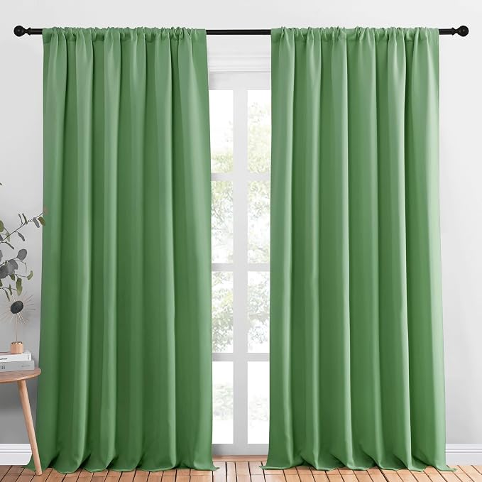 NICETOWN Blackout Curtains Window Draperies, Froest Green, 70 by 95 inches Long