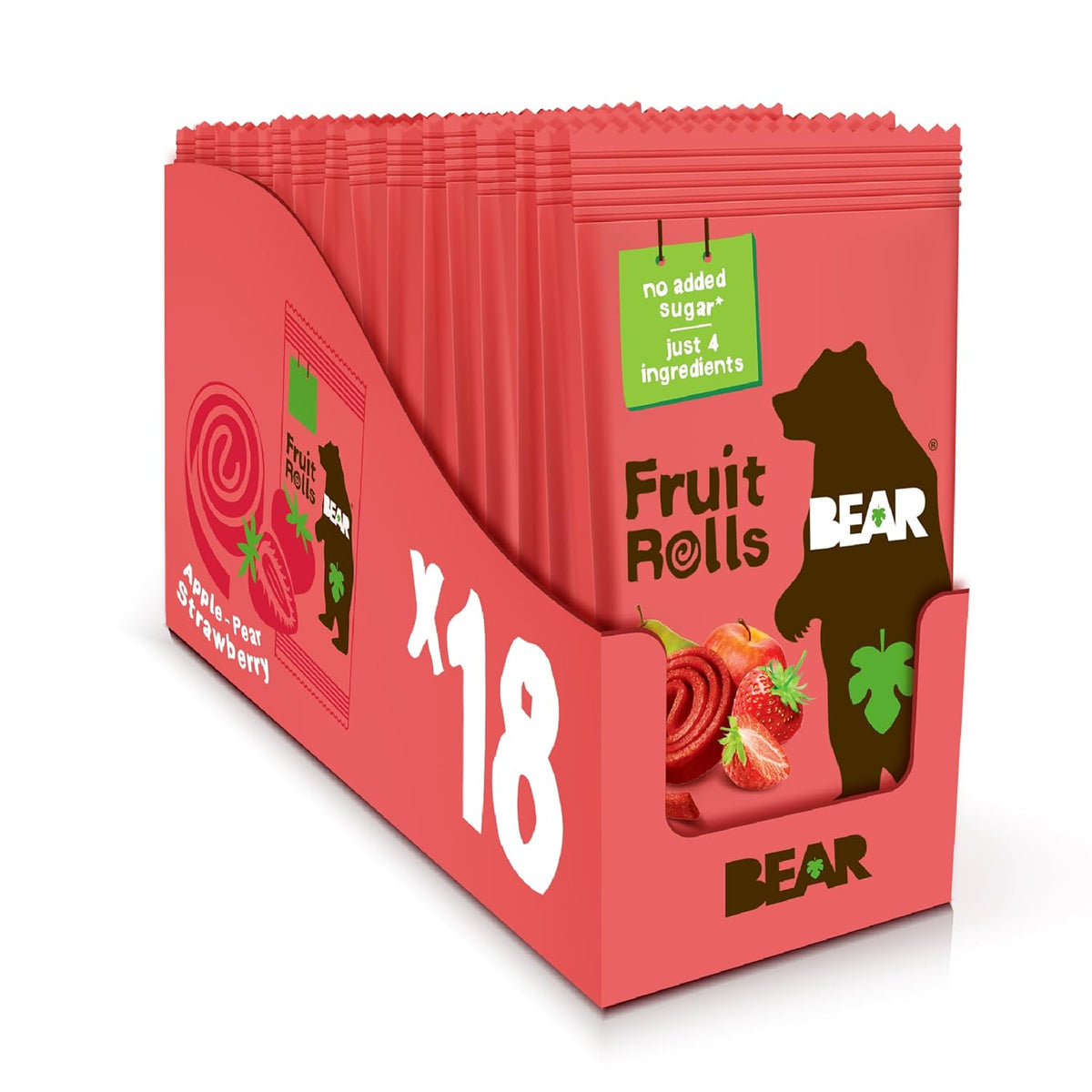 BEAR Real Fruit Snack Splits - Gluten Free, Vegan, and Non-GMO - Variety Pack (Apple/Strawberry, Raspberry/Pineapple)– Healthy School And Lunch Snacks For Kids And Adults, 0.7 Ounce (Pack of 20)