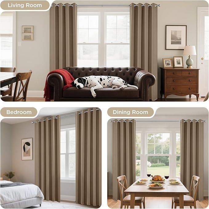 Joydeco Blackout Curtains 72 Inch Length 2 Panels Set, Thermal Insulated Long Drapes 2 Burg, Room Darkening Grommet Drapes for Living Room Bedroom Window