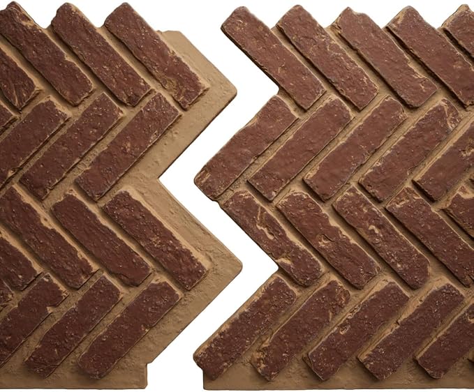 EverStone Herringbone Faux Brick Panel, 46 1/2"W x 25 1/4"H x 1"D, Cabernet