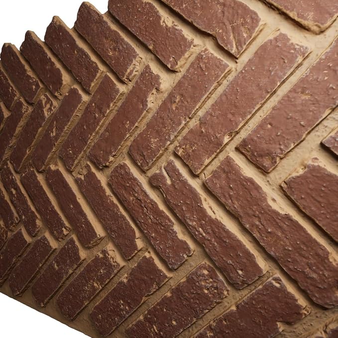 EverStone Herringbone Faux Brick Panel, 46 1/2"W x 25 1/4"H x 1"D, Cabernet