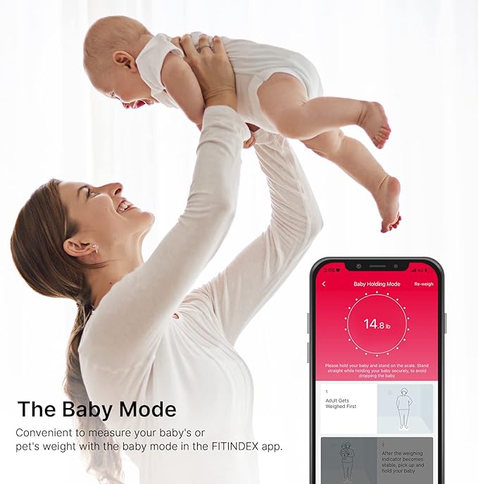 FITINDEX Scale with BMI, Body Fat, Muscle Mass, Smart Scale for Body Weight, Bluetooth, Digital, Sync with App, User Health Equipment, FSA HSA Eligible