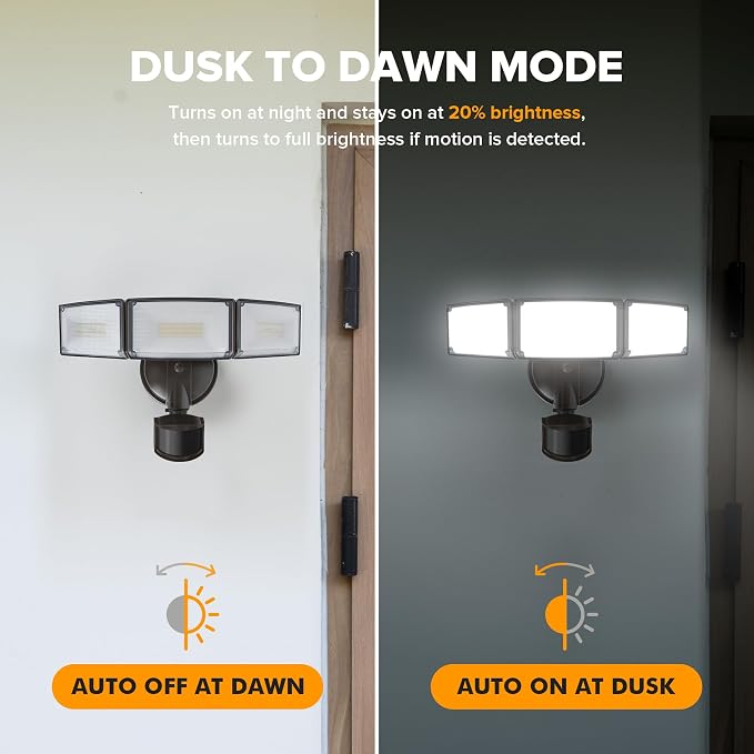 LUTEC 2 Pack 72W 7500LM LED Security Lights Motion Sensor Light Outdoor