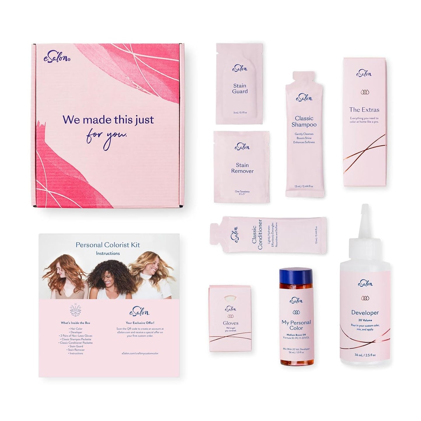 eSalon Permanent Hair Color & Hair Dye Kit - Dark Brown Chocolate - Personal Colorist for Up To 100% Gray Coverage, Ammonia-Free, All Hair Types