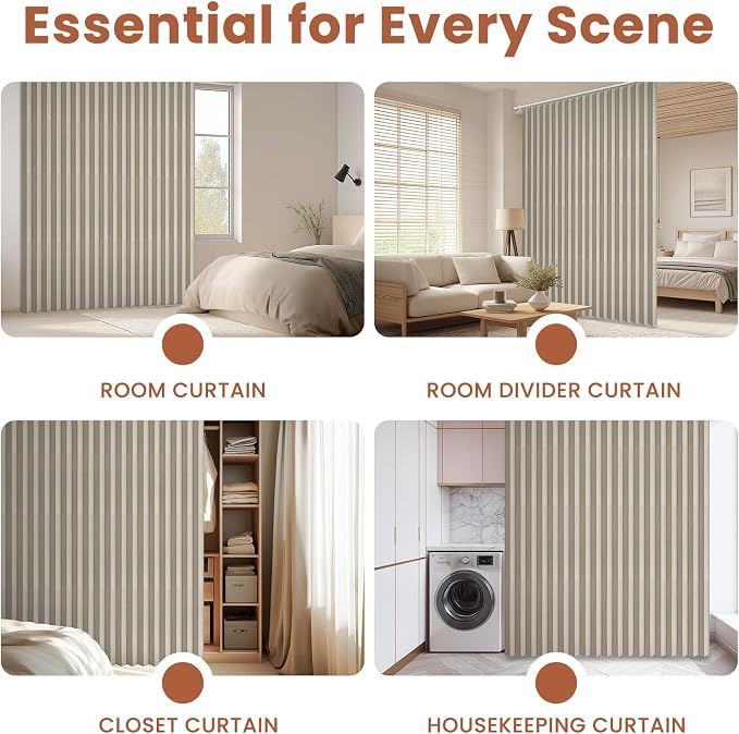 AJAZZ Blackout Accordion Door Curtain 98"x78" Cream White