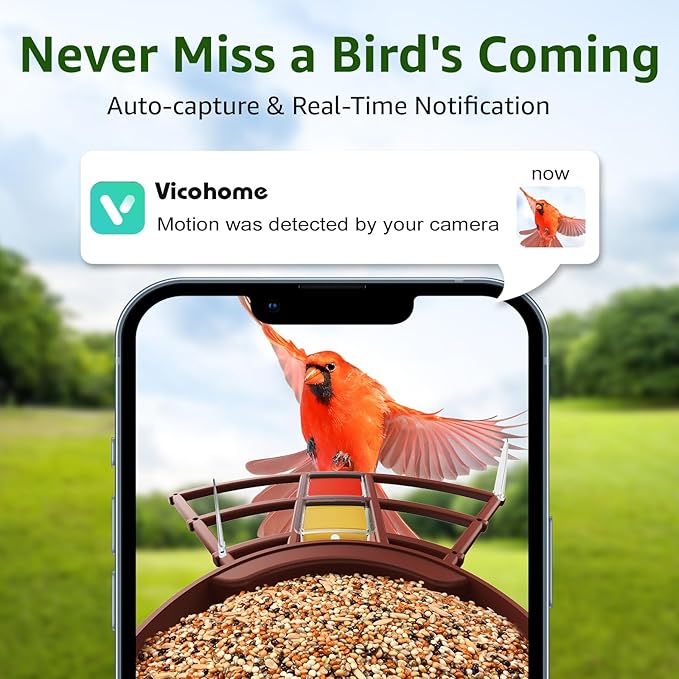 PeckCam® Smart Bird Feeder with Camera 2K HD Auto Detect & Notify, AI Identify 10000+ Birds Camera with Solar Panel 5 Perch Attachments Wireless Outdoor Birdwatching Gift for Birds Lover, Red