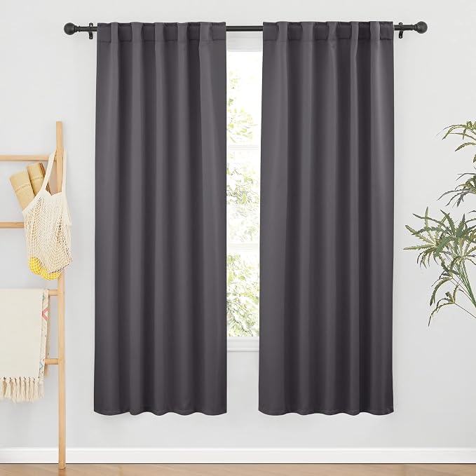 RYB HOME Blackout Curtains for Living Room, Back Tab & Rod Pocket Top