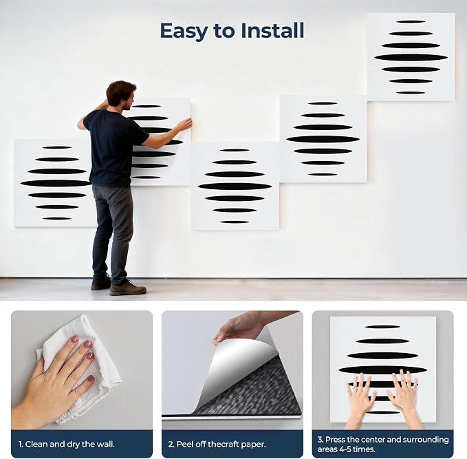 6 Pack Acoustic Wall Panels Self-Adhesive, 23.6" x 23.6" x 0.5" Acoustic Panels