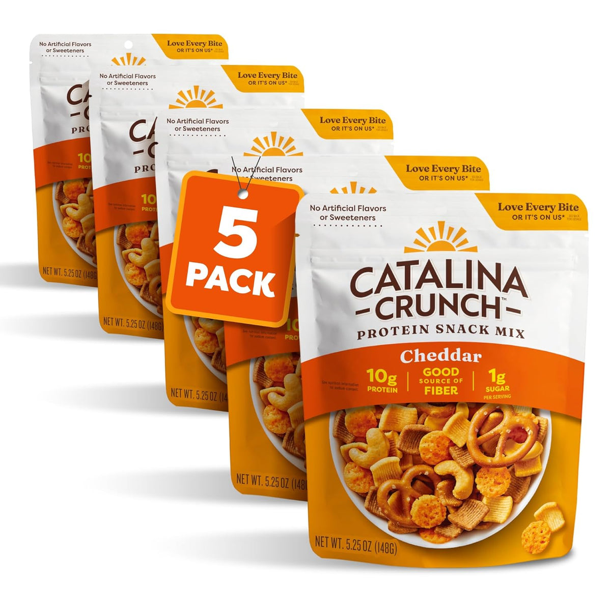 Catalina Crunch Protein Snack Mix with Cheese Crisps - 10g Protein, 2g Sugar per Serving - Good Source of Fiber, Gluten Free - Cheddar, 5.25 Ounce Bag (Pack of 1) - Packaging May Vary