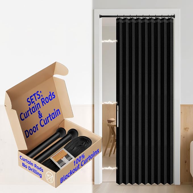 AJAZZ Blackout Sliding Door Curtains