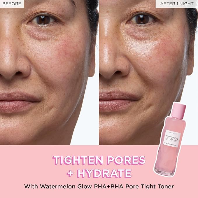 Glow Recipe Watermelon Glow Icons Skin Care Gift Set - Niacinamide Dew Drops Face Serum (40ml) + PHA + BHA Pore Minimizing Toner with Hyaluronic Acid (150ml) + Pink Juice Facial Moisturizer (25ml)