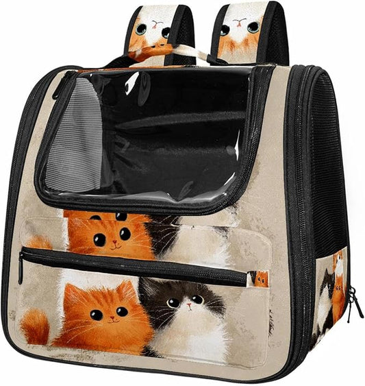 Cute Cats (1) Pet Travel Carrier | Ventilated Comfortable Design with Safety Features | Ideal for Small to Medium Sized Pets Cats, Dogs etc