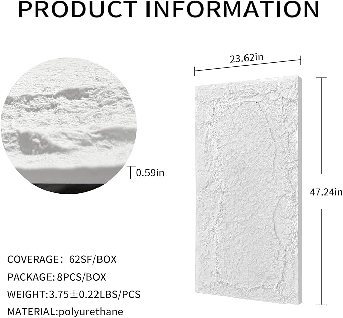 3D Faux Stone Wall Panels, Lightweight & Waterproof Accent Marble Stone Skin