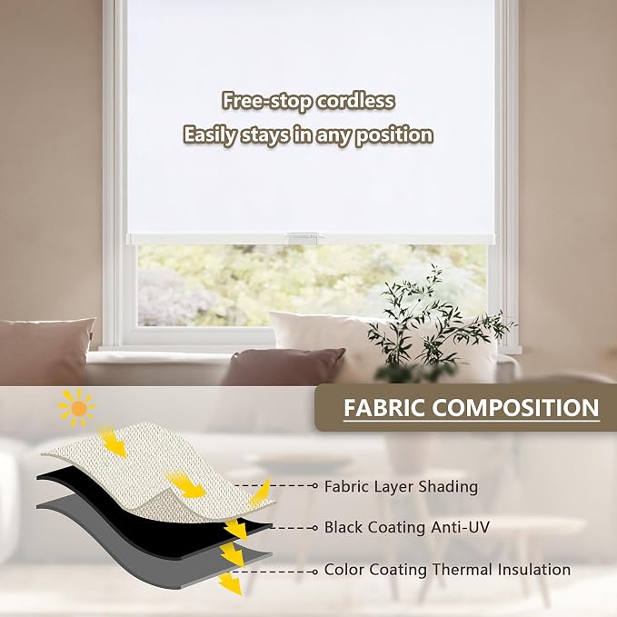 SUNOFF Cordless Blackout Roller Shades Blinds